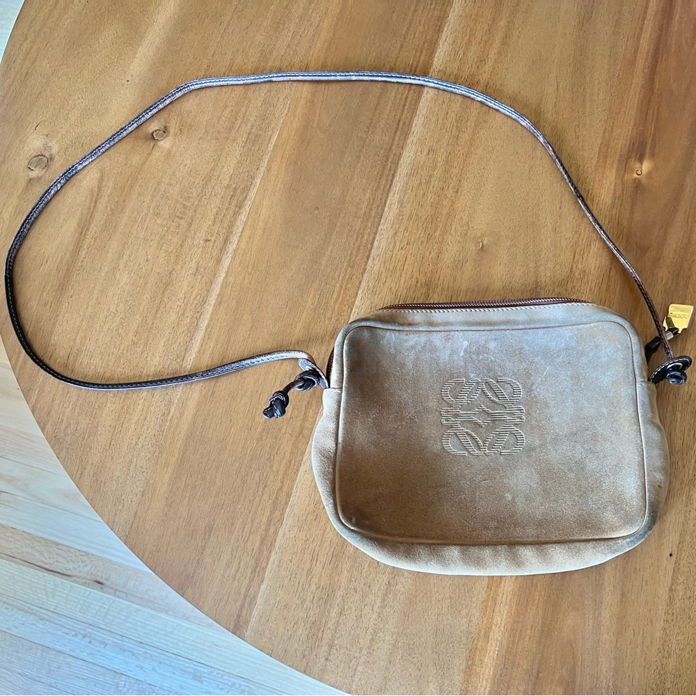 Vintage Loewe suede bag with leather strap